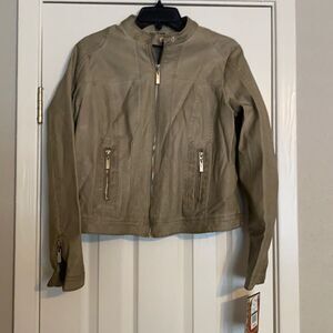Jou Jou | Taupe Faux Leather Jacket | Size Large
